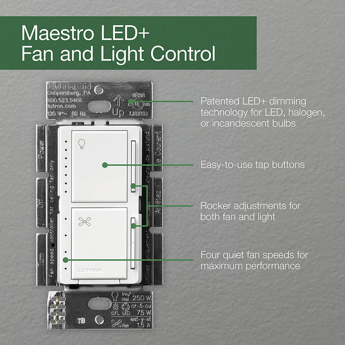 Lutron Maestro 1.5A/75W Fan/Light Speed Control Taupe (MACL-LFQ-TP)