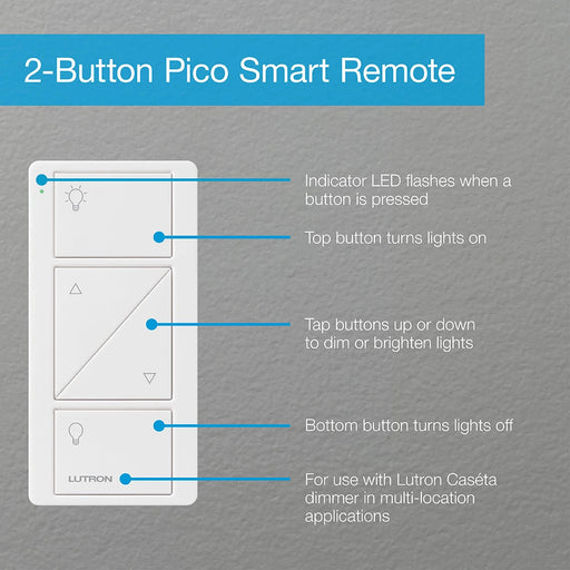 Lutron BAA Pico 434 2-Button With Raise/Lower Combination White Light (UPJ2-2BRL-WH-L01)