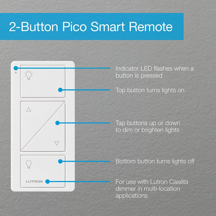 Lutron BAA Pico 434 2-Button With Raise/Lower Combination White Light (UPJ2-2BRL-WH-L01)