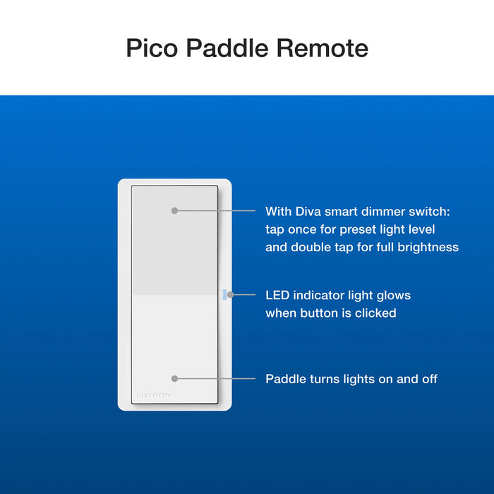 Lutron Diva Smart Dimmer/Pico Paddle Remote/Wall Plate Bracket/Wall Plate White (DVRF-PKG1D-WH)
