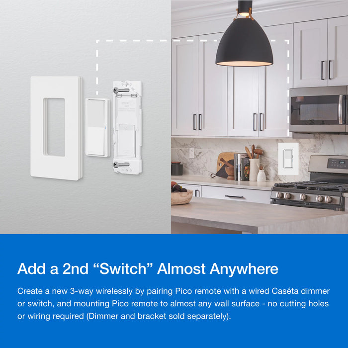 Lutron Pico Paddle Remote  Wireless On/Off Control For Lutron Smart Dimmers And Switches Black (PJ2-P2B-GBL)