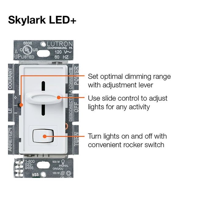 Lutron Skylark Compact Fluorescent /LED Dimmer Ivory Clamshell (SCL-153PH-IV)