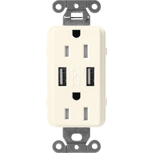 Lutron Satin 15A Receptacle USB Tamper-Resistant Biscuit (SCR-15-UBTR-BI)