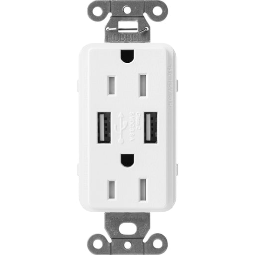 Lutron Satin 15A Receptacle USB Tamper-Resistant Snow (SCR-15-UBTR-SW)