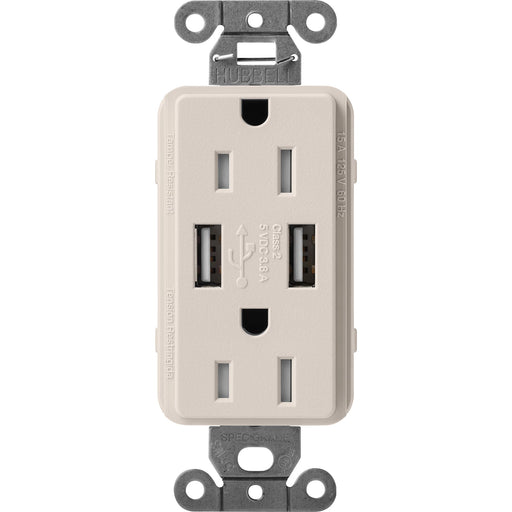 Lutron Satin 15A Receptacle USB Tamper-Resistant Taupe (SCR-15-UBTR-TP)