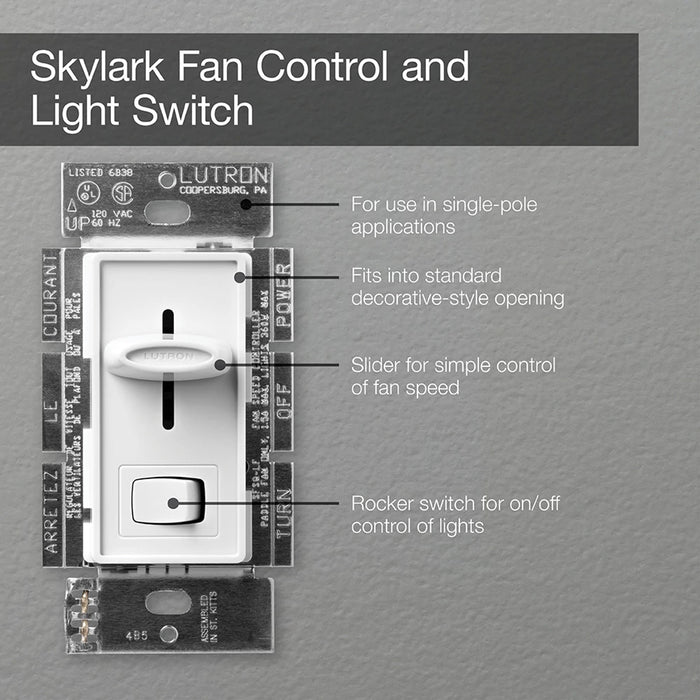 Lutron Skylark 1.5A/360W Fan/Light Control Single-Pole Gray Clamshell (SFSQ-LFH-GR)