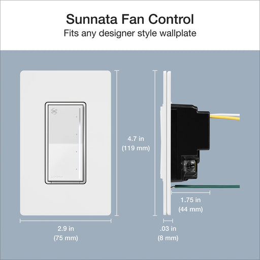 Lutron Sunnata Touch Fan Control 4-Speed 1.5A Paddle Fan AC Motor Single Pole Neutral Required 120V Pebble (ST-FSQ-N-PB)