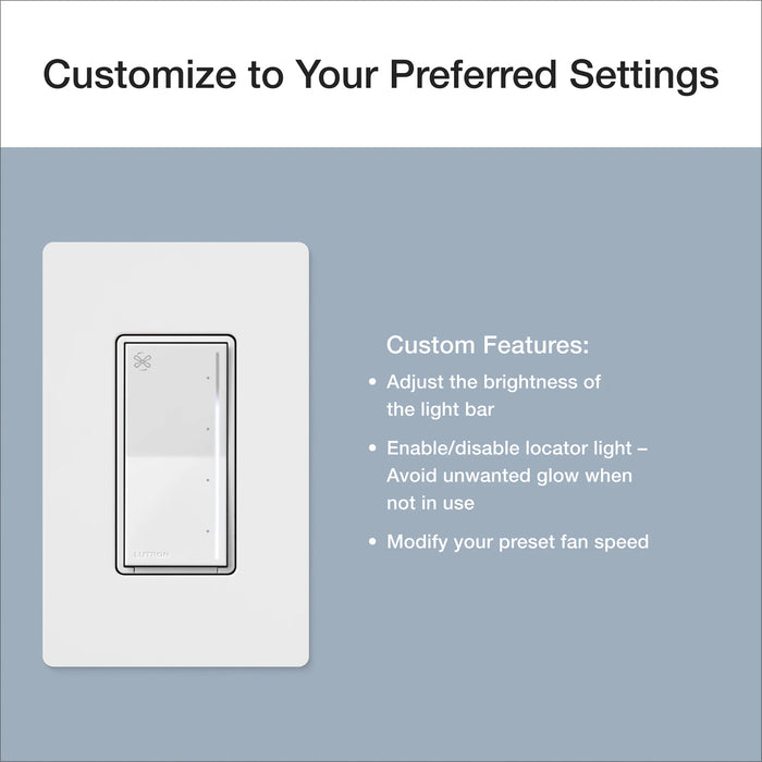 Lutron Sunnata Touch Fan Control 4-Speed 1.5A Paddle Fan AC Motor Single Pole Neutral Required 120V Slate (ST-FSQ-N-SL)