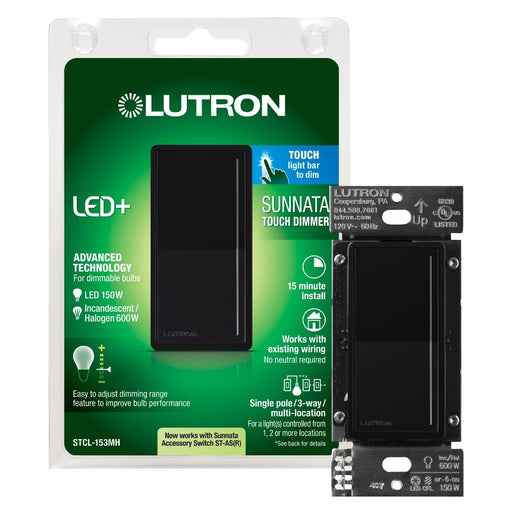 Lutron Sunnata touch Dimmer LED+ Black Clamshell (STCL-153MH-BL)