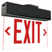 Exitronix LED Edge-Lit Exit Sign Inverted Single Face Universal Mounting Less Battery Red Letters/Clear Panel Universal Chevrons White Finish (902E-U-LB-RC-WH-IV)