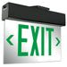 Exitronix LED Edge-Lit Exit Sign Single Face Universal Mounting Less Battery Green Letters/Mirror Panel Universal Chevrons Black Finish (902E-U-LB-GM-BL)