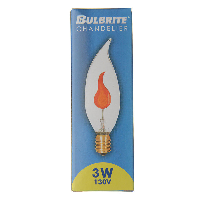 Bulbrite F3CFC/32 3W CA10 Flicker Flame 32MM Clear E12 130V 2700K (410313)