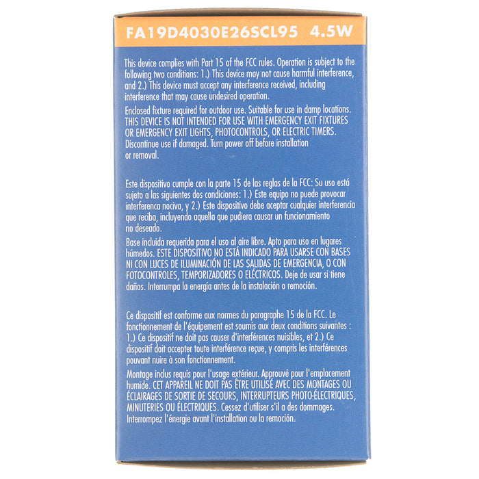 TCP LED Classic Filaments 4.5W A19 Dimmable 15000 Hours 40W Equivalent 3000K 450Lm E26 Base Clear 95 CRI (FA19D4030E26SCL95)