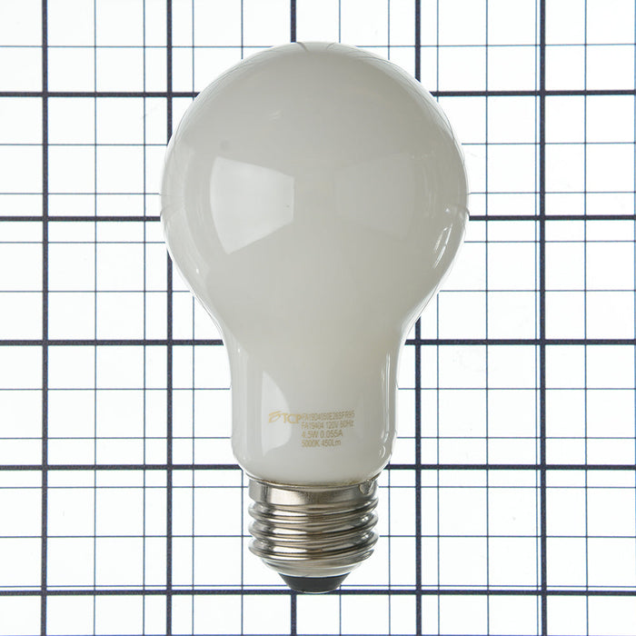 TCP LED Classic Filaments 4.5W A19 Dimmable 15000 Hours 40W Equivalent 5000K 450Lm E26 Base Frost 95 CRI (FA19D4050E26SFR95)