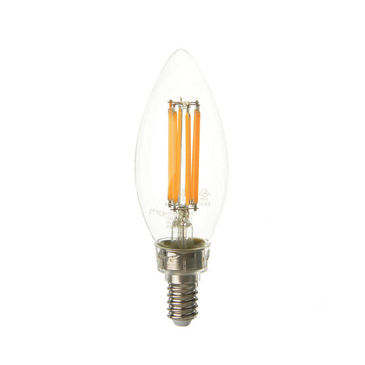 TCP LED Classic Filaments 5W B11 Dimmable 15000 Hours 60W Equivalent 2400K 500Lm E12 Base Clear 92 CRI (FB11D6024E12SCL92)