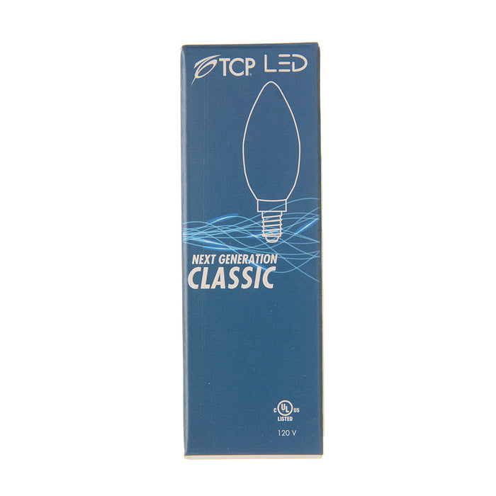 TCP LED Classic Filaments 5W B11 Dimmable 15000 Hours 60W Equivalent 2400K 500Lm E12 Base Clear 92 CRI (FB11D6024E12SCL92)