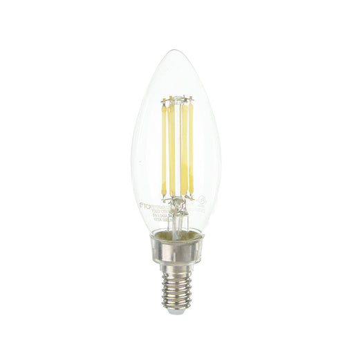 TCP LED Classic Filaments 5W B11 Dimmable 15000 Hours 60W Equivalent 4000K 500Lm E12 Base Clear 95 CRI (FB11D6040E12SCL95)