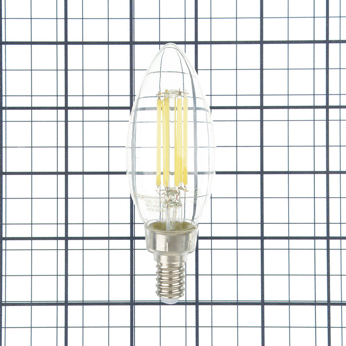 TCP LED Classic Filaments 5W B11 Dimmable 15000 Hours 60W Equivalent 4000K 500Lm E12 Base Clear 95 CRI (FB11D6040E12SCL95)