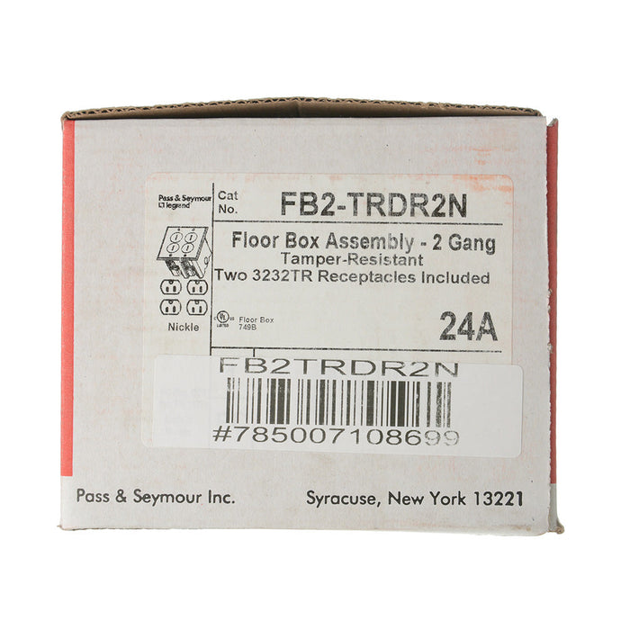 Pass And Seymour Floor Box 2-Gang 2 Duplex Receptacle Nickel (FB2TRDR2N)