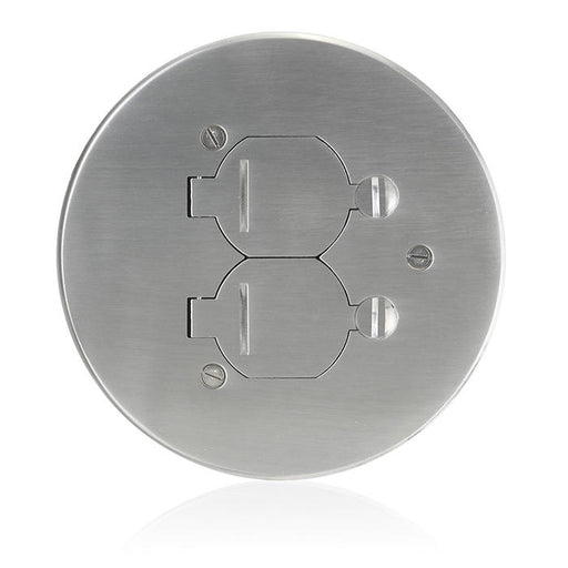 Leviton Cover Plate For FBDC1 Concrete Floor Box System Flip Lid And 2 Locking Doors Aluminum (FBCCF-A)