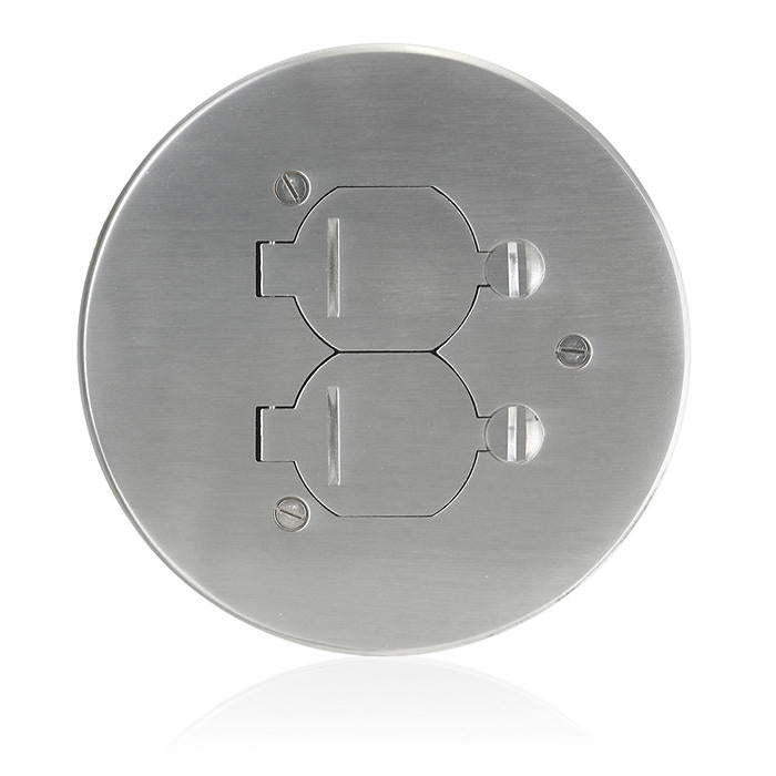 Leviton Cover Plate For FBDC1 Concrete Floor Box System Flip Lid And 2 Locking Doors Aluminum (FBCCF-A)