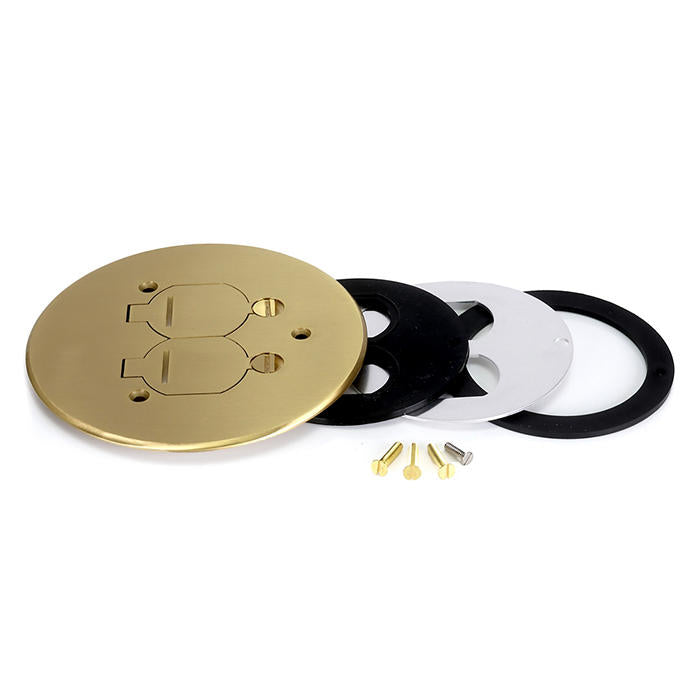 Leviton Cover Plate For FBDC1 Concrete Floor Box System Flip Lid And 2 Locking Doors Brass (FBCCF-B)
