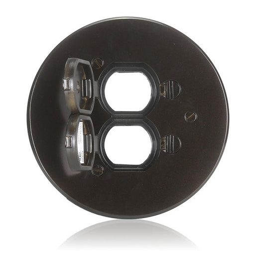 Leviton Cover Plate For FBDC1 Concrete Floor Box System Flip Lid And 2 Locking Doors Dark Bronze (FBCCF-DB)