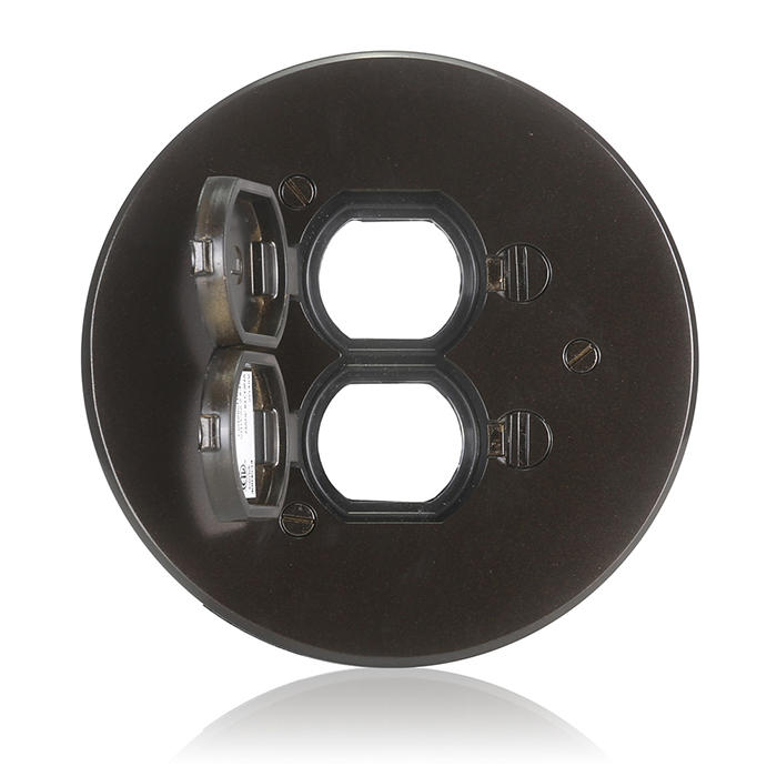 Leviton Cover Plate For FBDC1 Concrete Floor Box System Flip Lid And 2 Locking Doors Dark Bronze (FBCCF-DB)