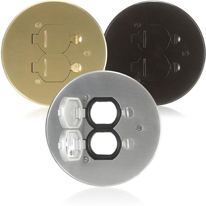 Leviton Cover Plate For FBDC1 Concrete Floor Box System Flip Lid And 2 Locking Doors Aluminum (FBCCF-A)