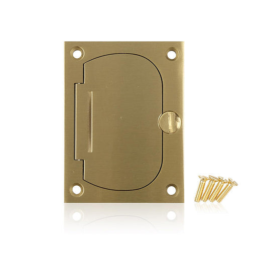 Leviton Concrete Floor Box Flip Lid 1 Locking Door Rectangular Duplex Brass Cover (FBCR1-FLB)