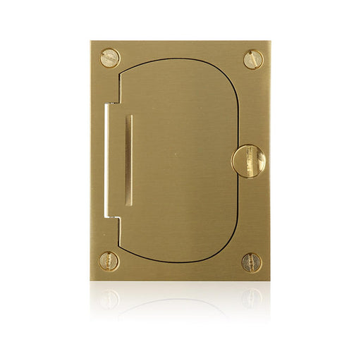 Leviton Concrete Floor Box Flip Lid 1 Locking Door Rectangular Duplex Brass Cover (FBCR1-FLB)