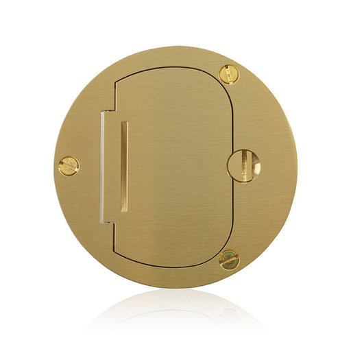 Leviton Concrete Floor Box Flip Lid 1 Locking Door Round Duplex Brass Cover (FBCR2-FLB)