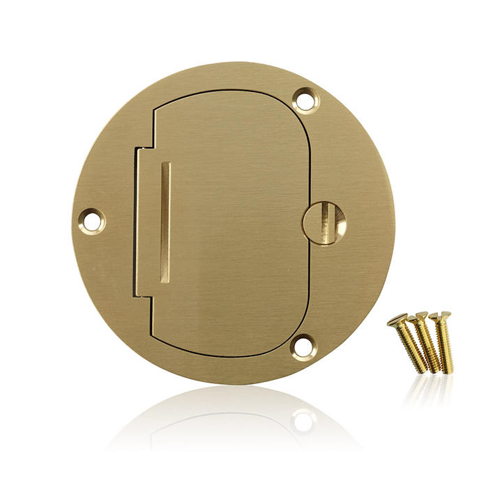 Leviton Concrete Floor Box Flip Lid 1 Locking Door Round Decora Brass Cover (FBCR4-FDB)
