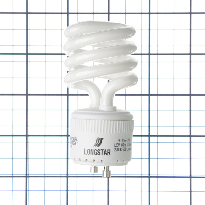 Longstar 13W Spiral Compact Fluorescent 2700K 120V Twist And Lock GU24 Base Bulb (FE-IISG-13W)