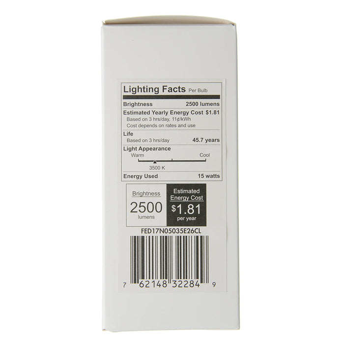 TCP LED High Lumen Filament Lamp ED17 3500K 2500Lm Non-Dimmable E26 Base Clear (FED17N05035E26CL)