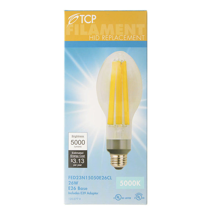 TCP LED High Lumen Filament Lamp ED23 5000K 4000Lm Non-Dimmable E26 Base Clear (FED23N10050E26CL)