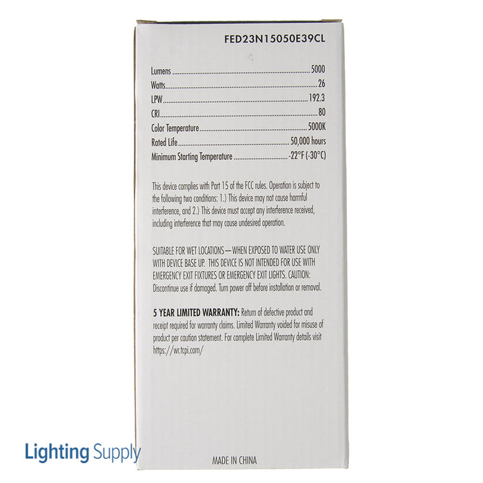 TCP High Lumen LED Filament Lamp Clear ED28 26W 5000K E39 Base 5000Lm (FED23N15050E39CL)