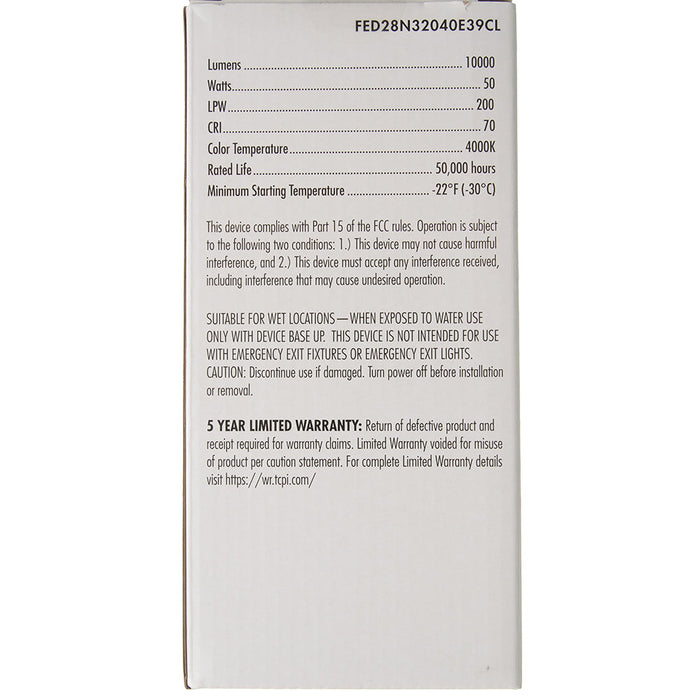 TCP 60W High Lumen LED Filament ED28 Lamp 10000Lm 4000K 80 CRI E39 Base Clear (FED28N32040E39CL)