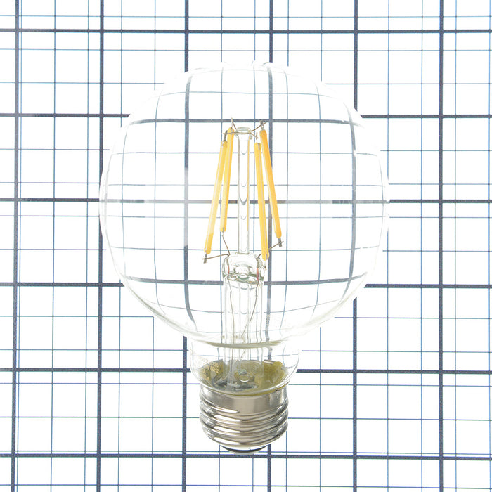 TCP LED Classic Filaments 4W G25 Dimmable 15000 Hours 40W Equivalent 3000K 350Lm E26 Base Clear 95 CRI (FG25D4030E26SCL95)
