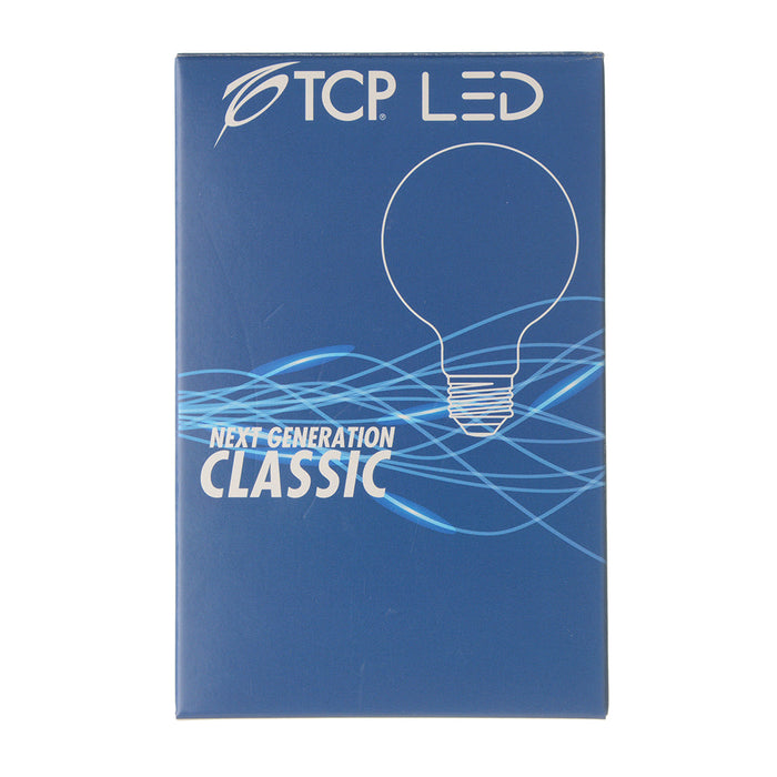 TCP LED Classic Filaments 4W G25 Dimmable 15000 Hours 40W Equivalent 3000K 350Lm E26 Base Frost 95 CRI (FG25D4030E26SFR95)