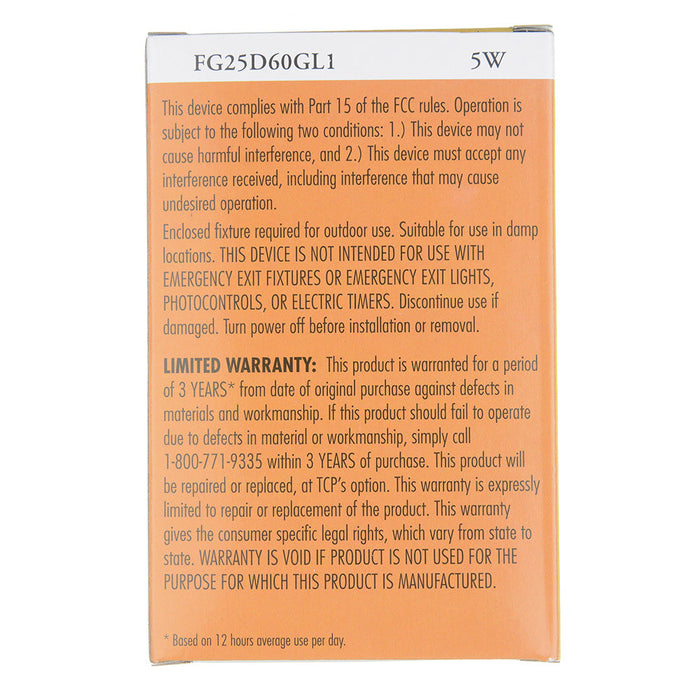 TCP Filament G25 40W Dimmable GL (FG25D60GL1)