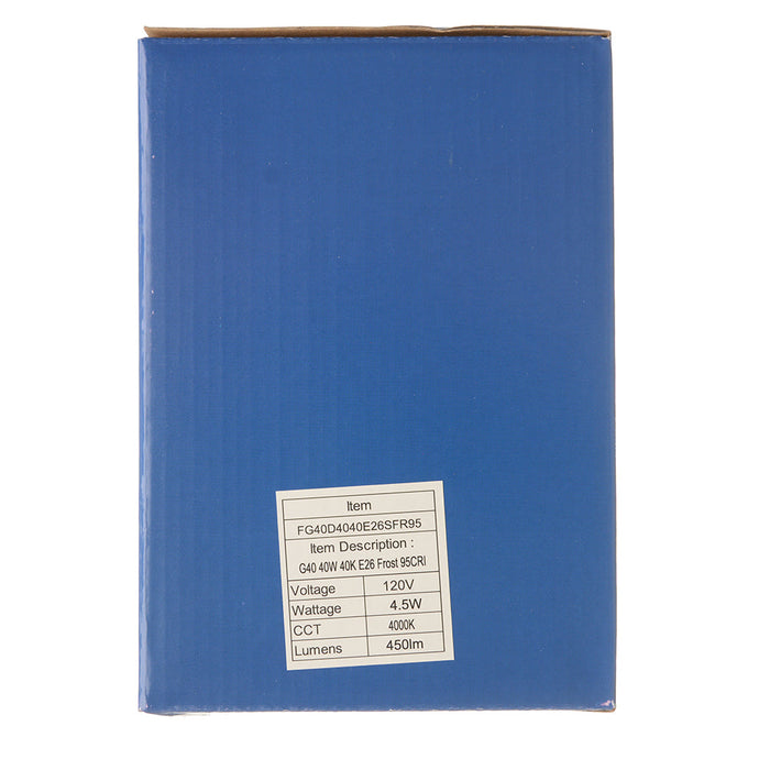 TCP LED Classic Filaments 4.5W G40 Dimmable 15000 Hours 40W Equivalent 4000K 450Lm E26 Base Frost 95 CRI (FG40D4040E26SFR95)