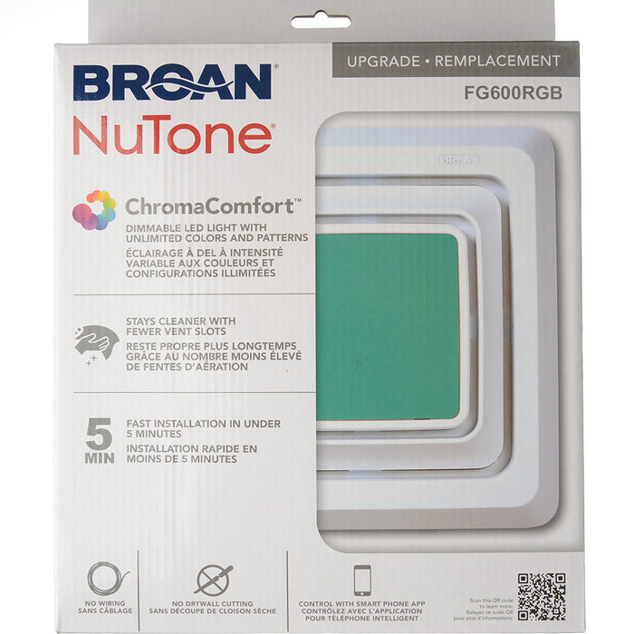 Broan-NuTone Chromacomfort LED Grille Upgrade For Economy Ventilation Fan (FG600RGB)