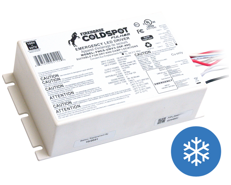 Fulham FireHorse Cold Spot 20W Programmable Emergency LED Driver 100-347V Input (FHCS-UNV3-20P-40C)