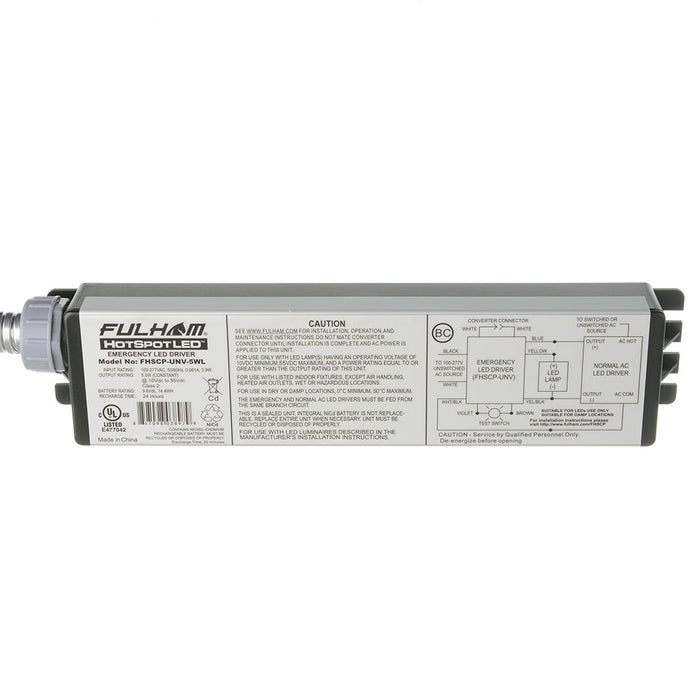 Fulham Firehorse Hot Spot Constant Power LED Emergency Driver 800Lm Field Installable 120-277V Vacuum DRV 3.9W CP 5.0W 20-50VDC Output (FHSCPUNV5WL)