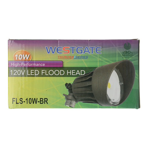 Westgate Manufacturing 120V LED Weatherproof Flood Heads 10W 950Lm 5000K (FLS-10W-50K-BR)