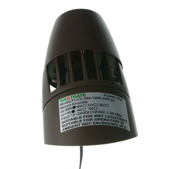 Westgate Manufacturing LED X-GEN Bullet Flood Light 12V 12W 3000K 1400Lm 60 Degree Beam Angle Non-Dimmable Bronze (FLVX-SM-12W-30K-BR)