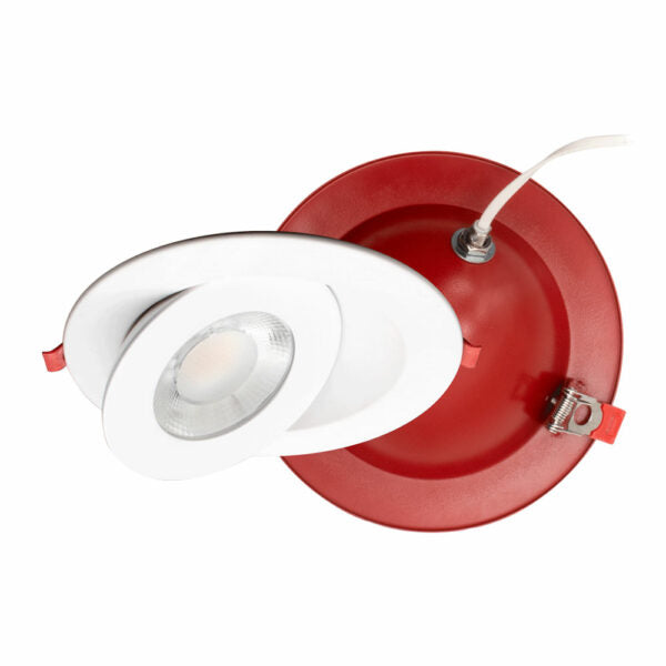 Lotus LED Lights 6 Inch Round White Floating Gimbal LED 2-Hour Fire Rated 15W CCT Selectable 2700K/3000K/3500K/4000K/5000K 1200Lm Air-Tight 90 CRI (FR-LED-6-S15W-5CCT-FG-WH)