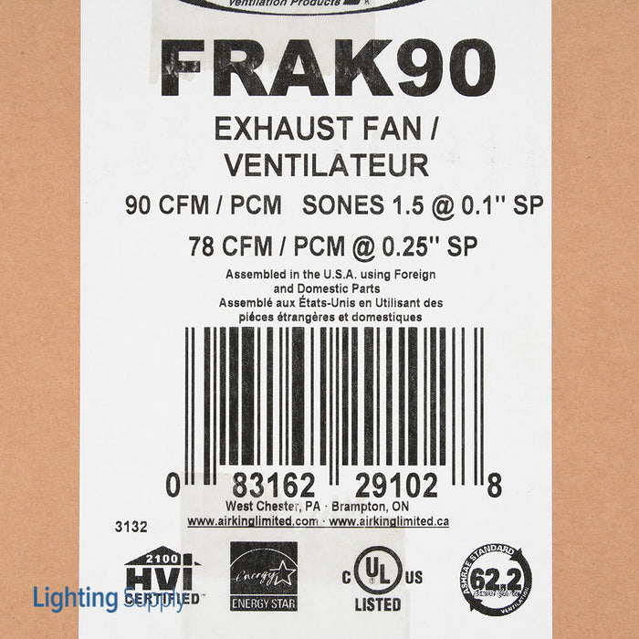 Air King 90 CFM Energy Star Certified Fire Rated Exhaust Fan (FRAK90)