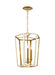 Generation Lighting Curt Traditional Dimmable Indoor Small 3-Light Lantern Chandelier In A Matte White Finish With Gold Accents (AC1083MWTBBS)